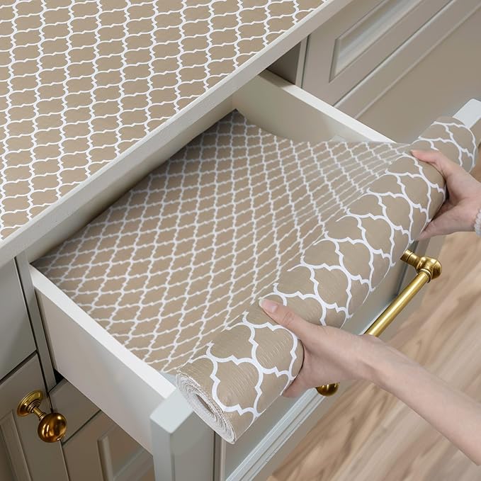 Shelf and Drawer Liner for Kitchen Cabinets Non-Adhesive, Strong Grip Non-Slip by Shinlendid