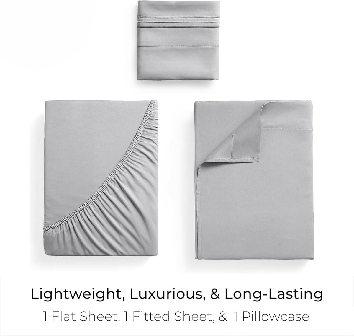 mellanni iconic 3-piece bed sheet set, 16" deep, close-up detail