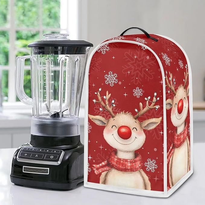 Christmas Blender Cover Elk Food Processor Dust Cover Red Xmas Kitchen Decor - Image 2