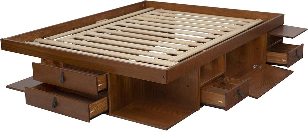 memomad Bali Storage Platform Bed Frame, Queen Size, Caramel Brown