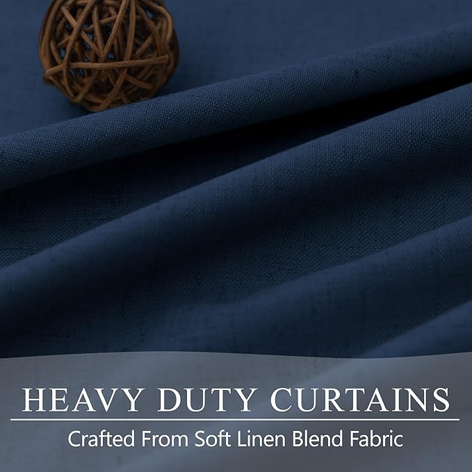 Navy Blue Drapes 96 Inch Long 2 Panels Back Tab Blackout Window Treatment - Image 3