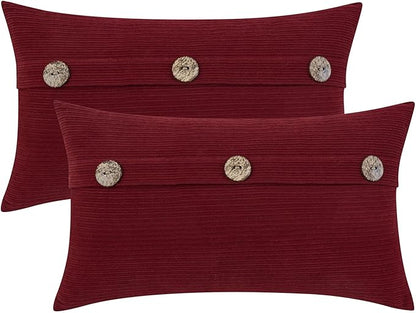 HWY 50 Burgundy Red Chenille Throw Pillow Covers 12x20 Inch by HWY50
