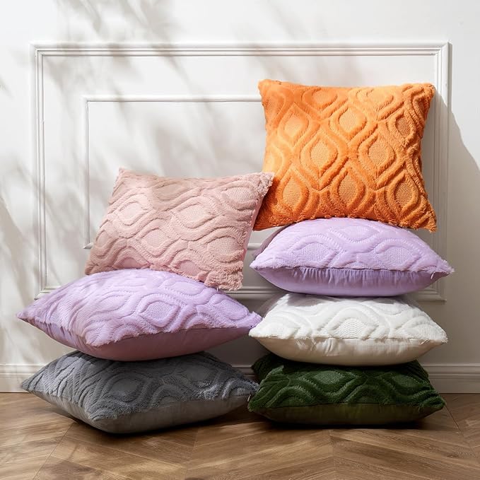 MIULEE Bright Orange Fall Throw Pillow Covers 20x20 Inch, Soft Plush Faux Wool - Image 4