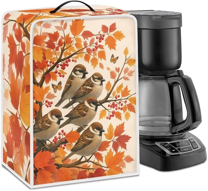 Coffee Maker Cover with Handle Maple Cardinal Dust Protection Washable Foldable by Unknown