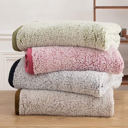 EMME Soft Sherpa Fleece Blanket Reversible Plush Fluffy Large Blanket, Light - Image 9