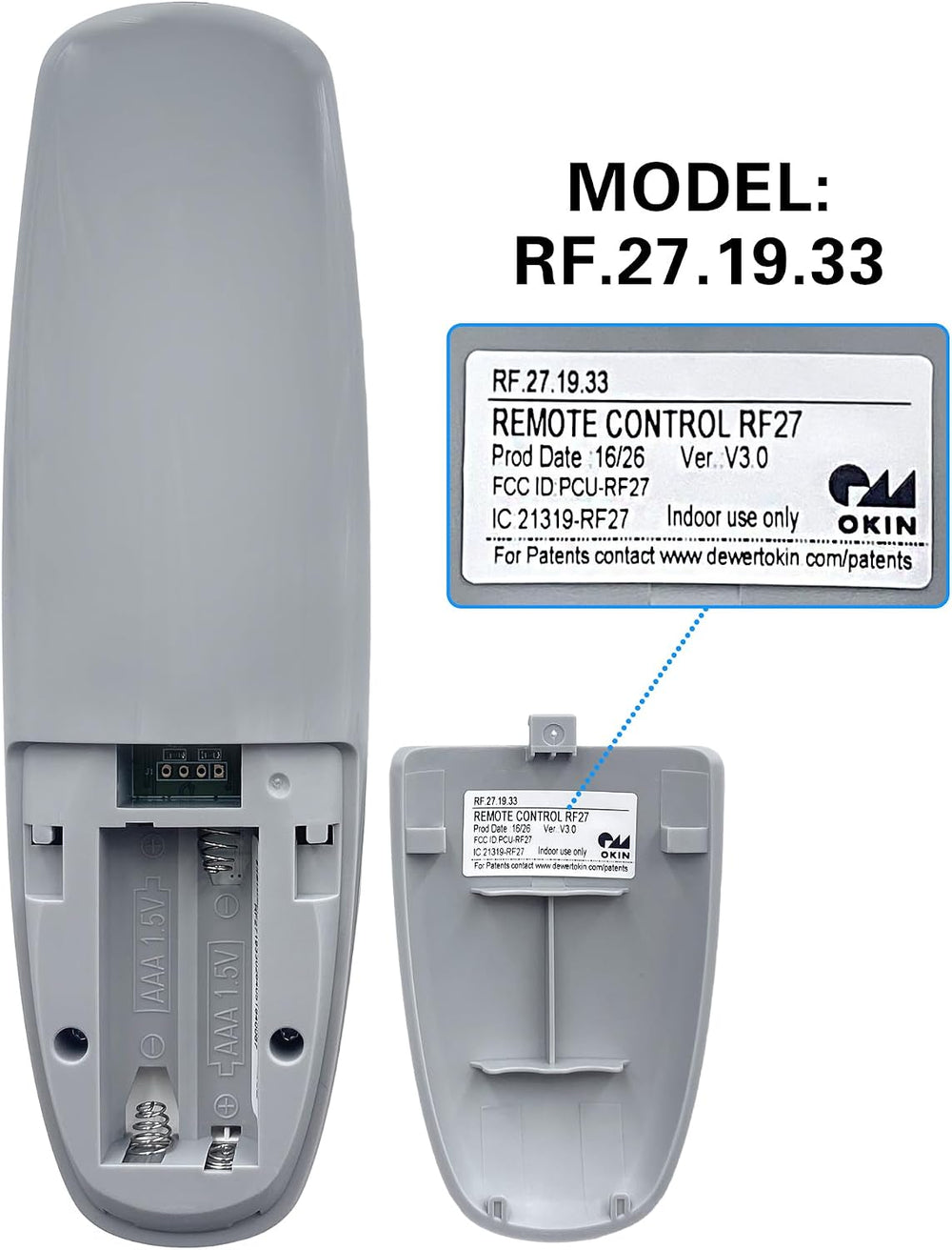 Adjustable Bed Okin Model RF.27.19.33 Wireless Remote Control Replacement