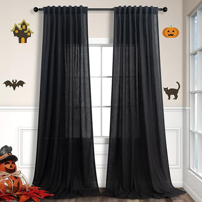 Black Long Drapes 108 Inch Length by Pitalk