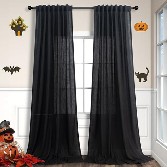Black Long Drapes 108 Inch Length by Pitalk