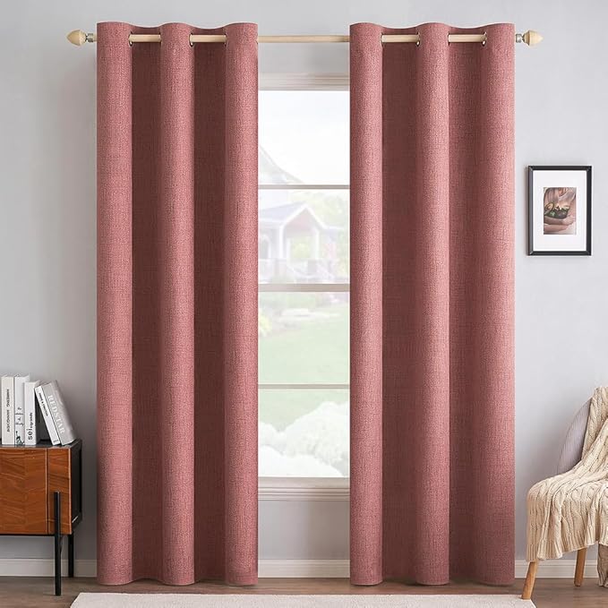 MIULEE 100% Blackout Linen Textured Curtains by MIULEE
