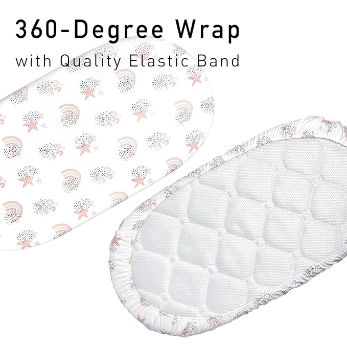 Gllquen Baby Bassinet Sheets 4 Pack, Breathable Cozy Fitted Mattress Sheet - Image 4