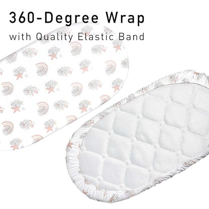 Gllquen Baby Bassinet Sheets 4 Pack, Breathable Cozy Fitted Mattress Sheet - Image 4