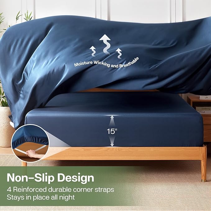 MR&HM King Fitted Sheet Only, Ultra-Soft Rayon Derived from Bamboo & Polyester - Image 6