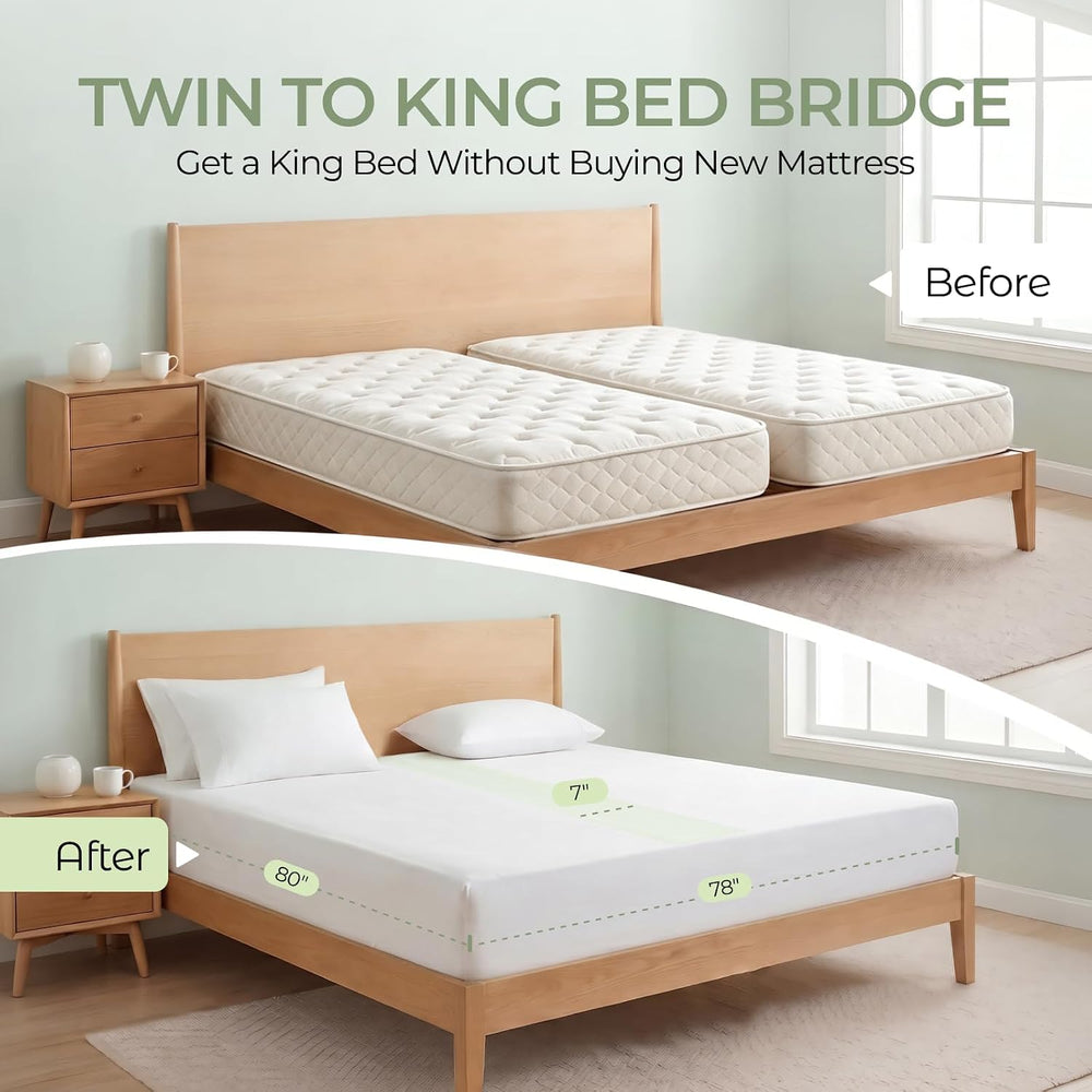 FAUNNA 3 in 1 Bed Bridge Twin to King, Bed Gap Filler with Cotton Sheet