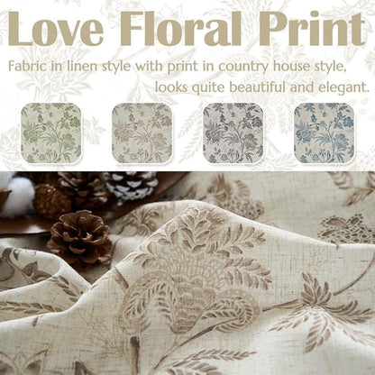 jinchan Floral Linen Tier Curtains 24 Inch Farmhouse Cafe Curtains Rod Pocket - Image 5
