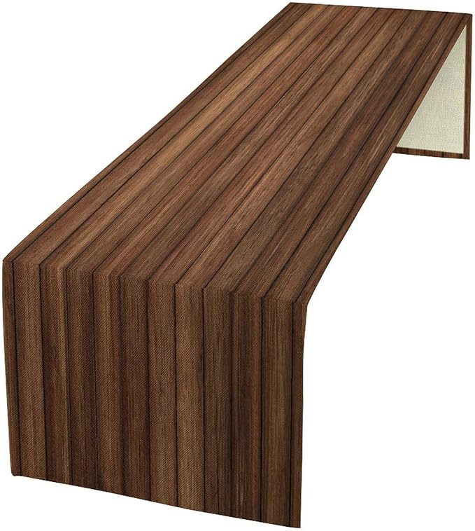Wood Table Runner Brown Plank Wooden Barn Door Farmhouse Kitchen Dinner Runner by ZhiRain