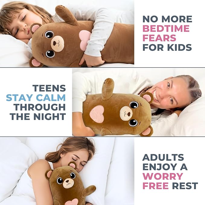 Bear Plush Body Pillow for Kids | Long Stuffed Animal Cuddle Pillow | Soft - Image 4