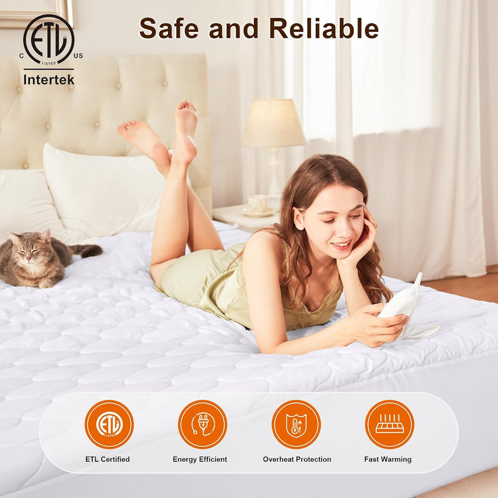 HYLEORY Electric Heated Mattress Pad King Size Dual Control, Fast Heating Bed...