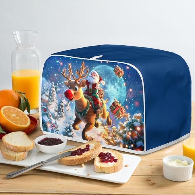 ZFRXIGN 4 Slice Toaster Cover Christmas Deer Santa Claus Dust Cover Small - Image 4