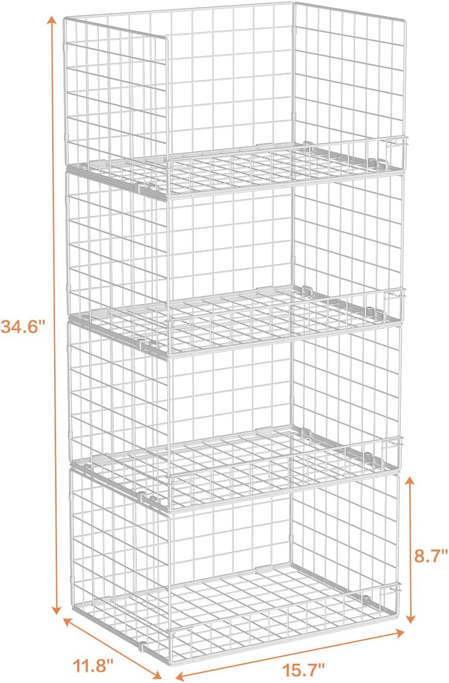 yociyoga 4-tier stackable closet organizers and storage basket, front angle view