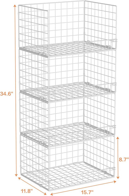 yociyoga 4-tier stackable closet organizers and storage basket, front angle view
