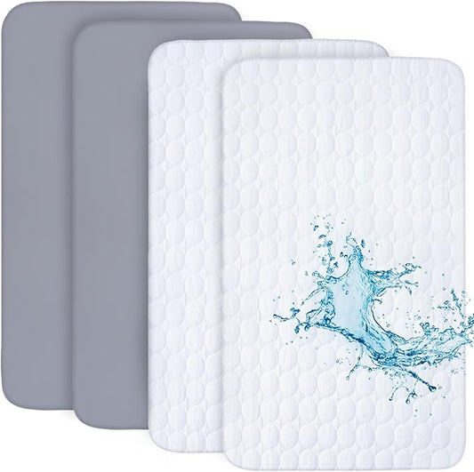 Crib Sheets and Waterproof Crib Mattress Protector 4 Pack Set, Waterproof Crib by Bilobanbabybedding