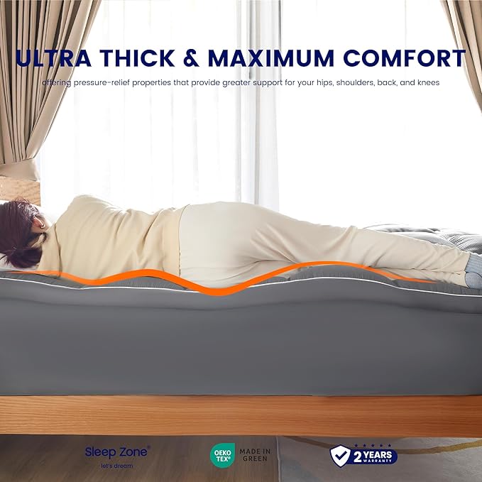 SLEEP ZONE Mattress Topper Full Size, Extra Thick Fitted Mattress Pad - Image 6