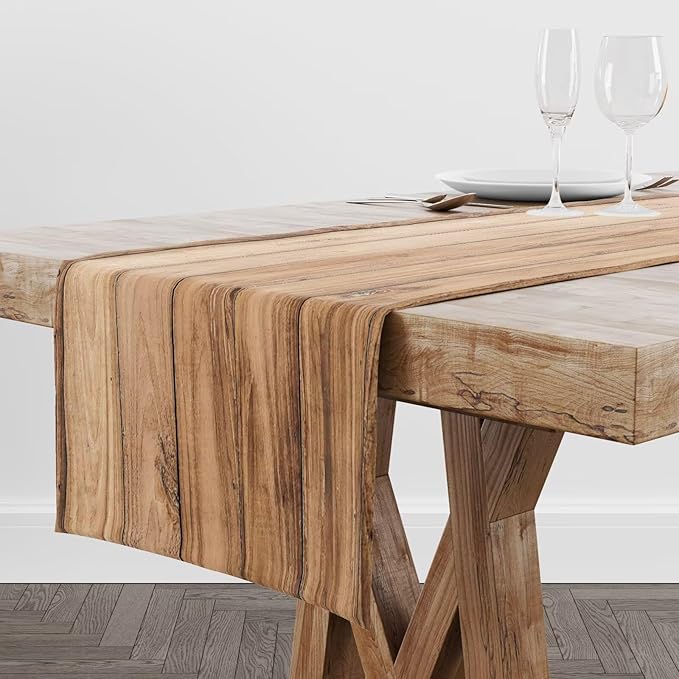 Brown Wood Vintage Table Runner Weathered Wood Background Old Board Kitchen - Image 2