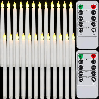 Tuanse 24pcs 11" LED Flameless Taper Battery Candles for Halloween, Ivory