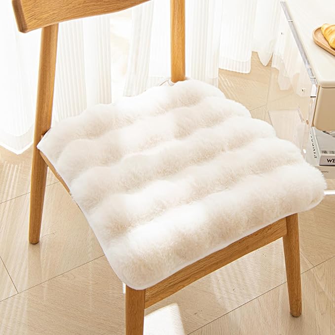 Square Faux Fur Seat Cushion, Faux Rabbit Fleece Chair Pad, Winter Thick Plush by Unknown