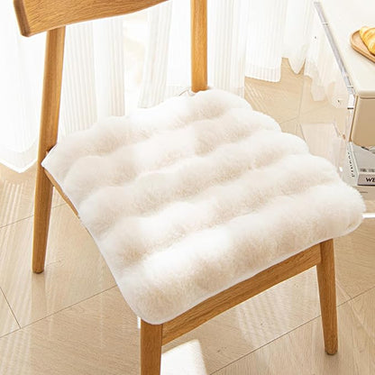 Square Faux Fur Seat Cushion, Faux Rabbit Fleece Chair Pad, Winter Thick Plush by Unknown