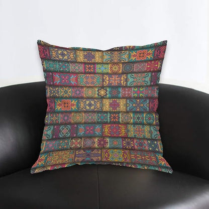 AOYEGO Bohemian Throw Pillow Cover Patchwork Floral Collage Ethnic Colorful - Image 2