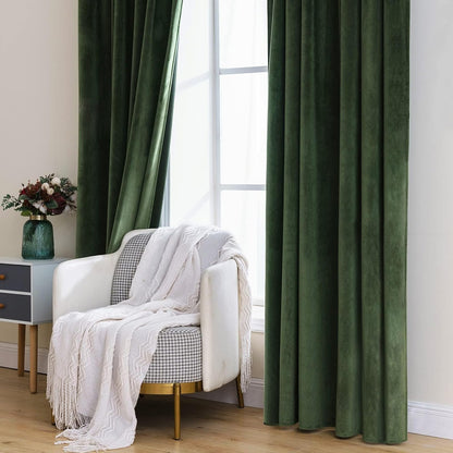 miulee velvet curtains 52x84 inches 2 panels olive on a desk or shelf