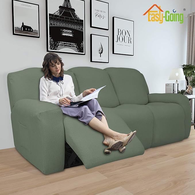 Easy-Going 8 Pieces Recliner Sofa Stretch Sofa Slipcover Sofa Cover Furniture - Image 2