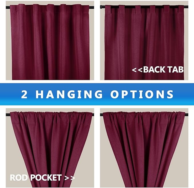 Linen 100% Blackout Curtains for Bedroom, Back Tab/Rod Pocket Curtain for - Image 4
