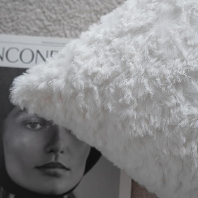 Neelvin Set of 2 Faux Fur Throw Pillow Covers 22x22 Inch White Cozy Soft Solid - Image 5