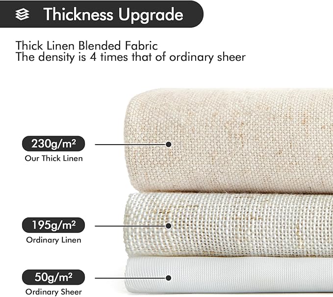 MIULEE Non-See-Through Privacy Linen Curtains 2 Panels, Light Filtering Window - Image 5