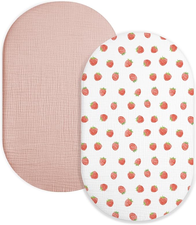 Bassinet Sheet for Baby Boy Girl 2 Pack, Fitted Sheets for Rectangle, Hourglass by Meowcards