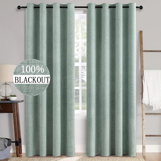 MIULEE Linen Texture 90 Inches Curtains by MIULEE