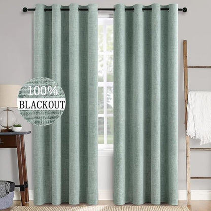 MIULEE Linen Texture 90 Inches Curtains by MIULEE