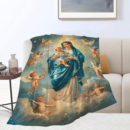 Virgin Mary Blanket Our Lady of Guadalupe Throw Blanket Flannel Stuff Merch - Image 5