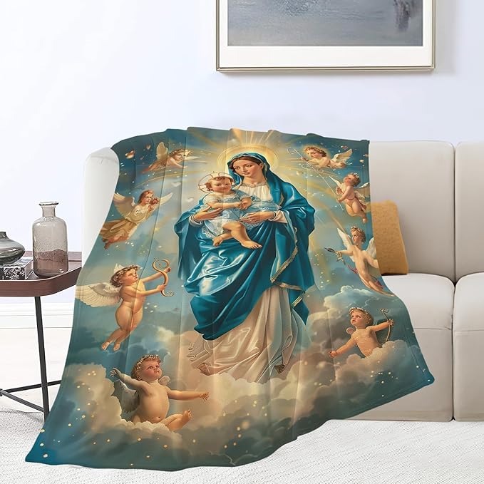 Virgin Mary Blanket Our Lady of Guadalupe Throw Blanket Flannel Stuff Merch - Image 5