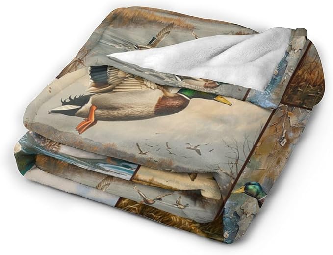 Wild Duck Blanket Mallard Ducks Throw Blanket Wildlife Flannel Stuff Merch Cozy - Image 2
