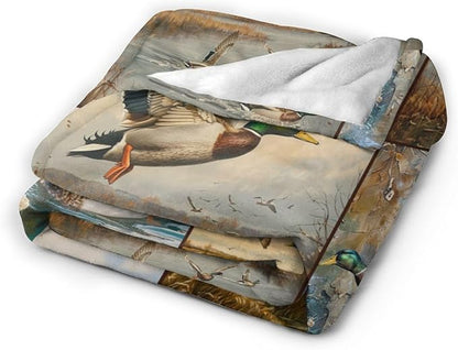 Wild Duck Blanket Mallard Ducks Throw Blanket Wildlife Flannel Stuff Merch Cozy - Image 2