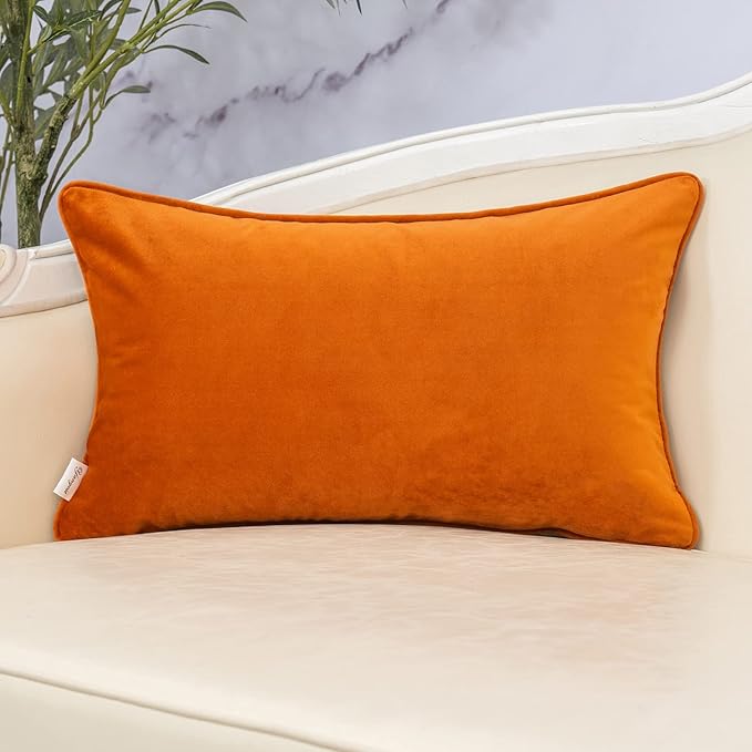 Yangest Orange Leaf Rectangle Pillow Cover Cut Velvet Cushion Cover Luxury - Image 2
