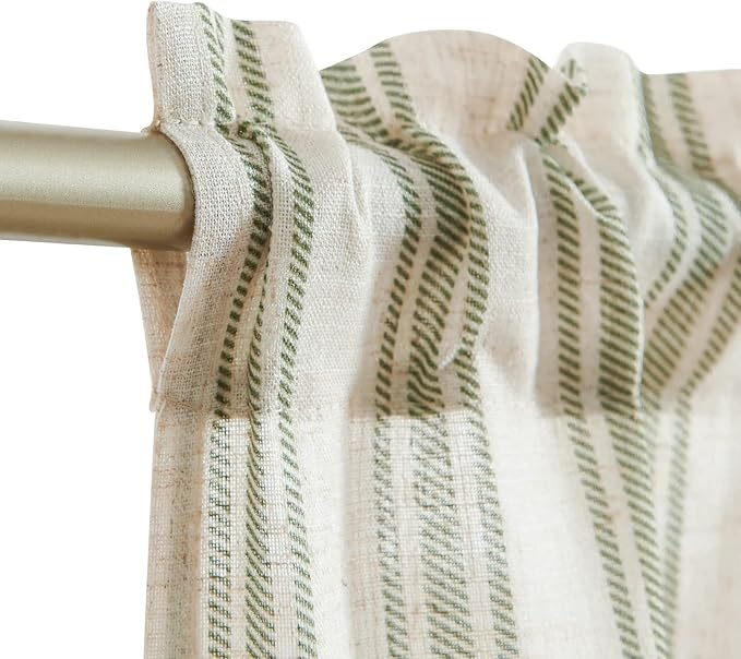 jinchan Linen Kitchen Curtains Striped Tier Curtains 36 Inch Cafe Farmhouse - Image 4
