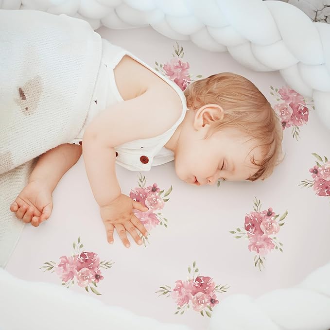 Floral Bassinet Sheets Girl 3 Pack, Breathable Cozy Fitted Mattress Sheet - Image 6