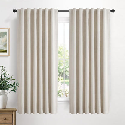linen total blackout curtains for bedroom living room, main product view