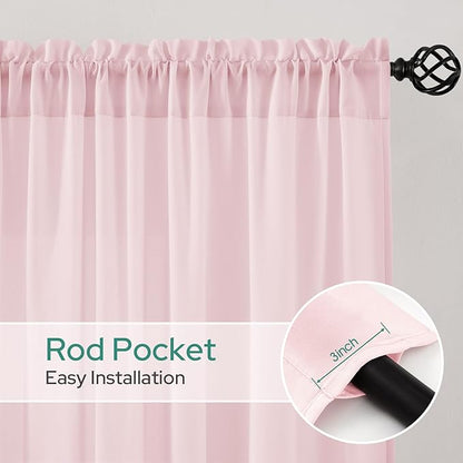 HOMEIDEAS Non-See-Through Light Pink Privacy Semi Sheer Curtains 63 Inches Long - Image 7