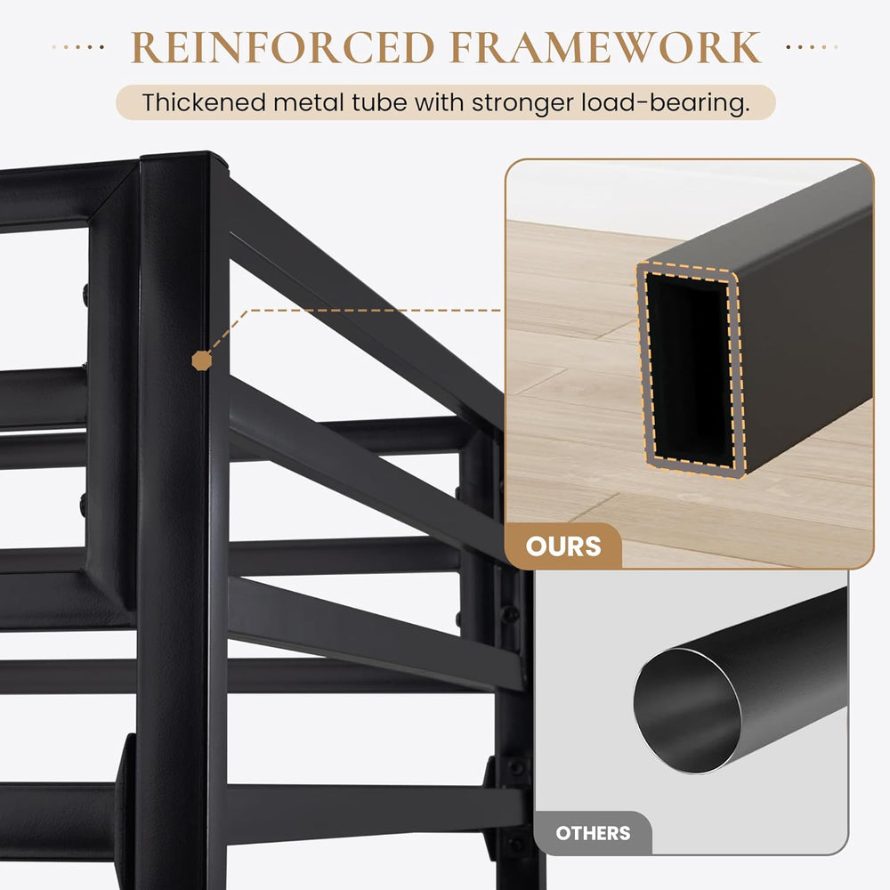 SHA CERLIN Loft Bed Twin Size with Ladder and Guardrail,Black