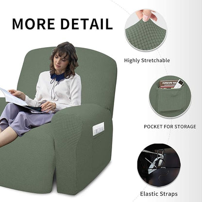 Easy-Going 4 Pieces Oversized Recliner Stretch Sofa Slipcover Sofa Cover - Image 4